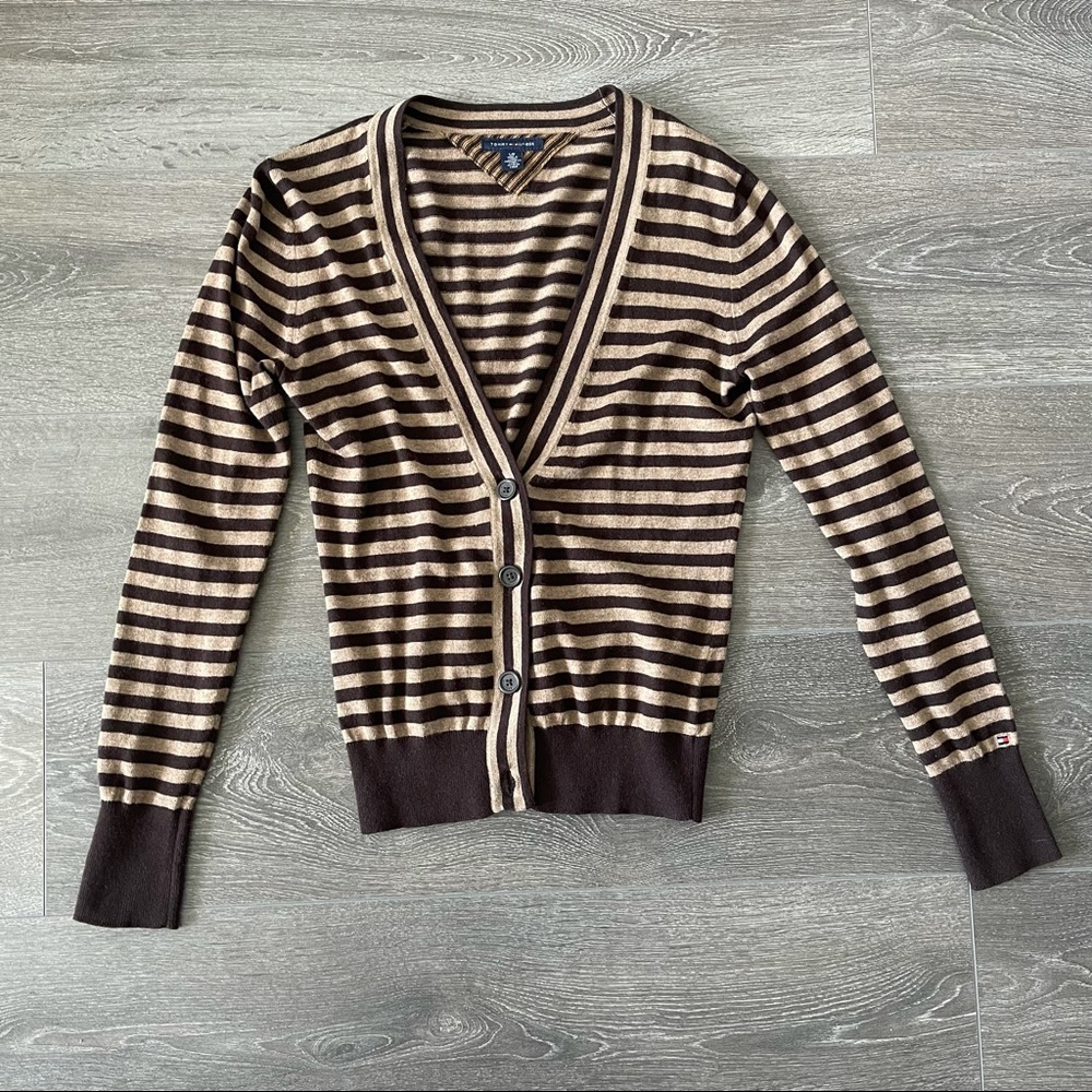 Tommy Hilfiger Brown Striped Cardigan